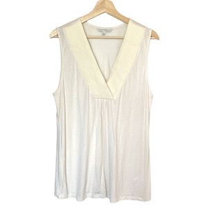 Banana Republic Sleeveless V Neck Rayon Blouse, Cream/Off White, Women’s Size XL